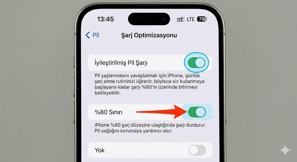 iPhone 80 şarj sınırı nasıl yapılır ayarlar ekranı
