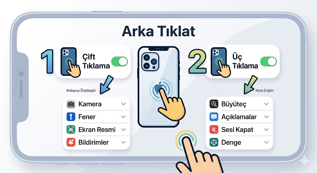 iPhone "Arkaya Tıklat" menüsünü