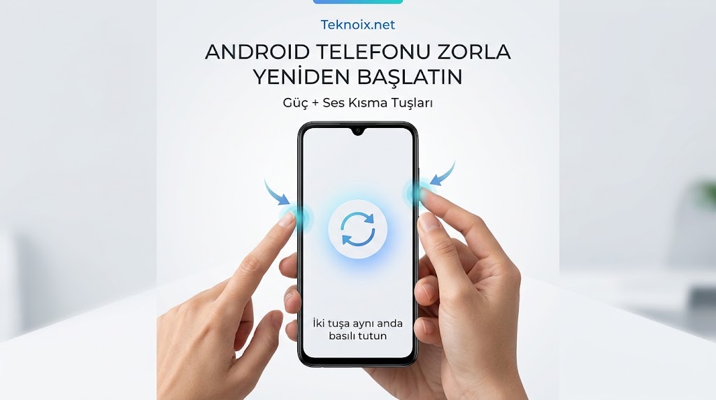 Android telefonu güç ve ses kısma tuşlarına basarak zorla yeniden başlatma