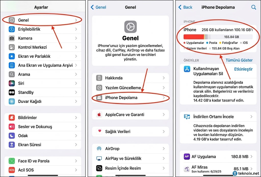 iPhone Depolama Alanını Kontrol Edin