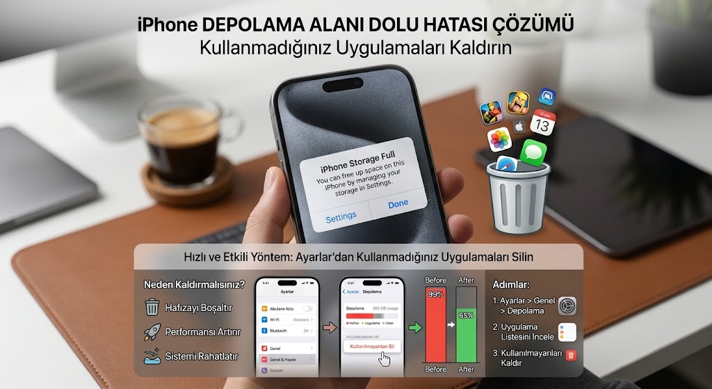 iPhone depolama alanı dolu hatası çözümü Kullanmadığınız Uygulamaları Kaldırın